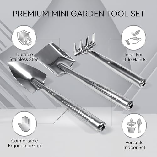Set Mini Herramientas de Jardín Acero Inoxidable 3 Piezas miniatura 5