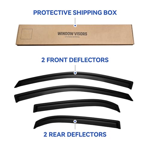Image of Window Visors Rain Guards for 2010 2011 2012 2013 2014 2015 2016 2017 Chevy Equinox, Out-Channel Window Vent Wind Deflectors Visors Shades for 10-17 Equinox