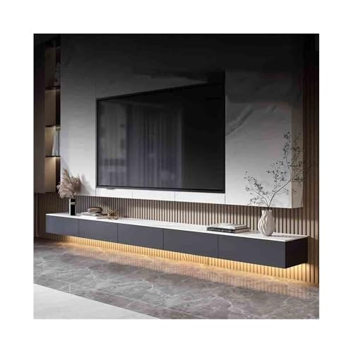 muebles de tv para salón Soporte flotante for TV montado en la pared con cajones de almacenamiento, moderno centro de entretenimiento flotante estrecho con escritorio de pizarra for sala de estar y do