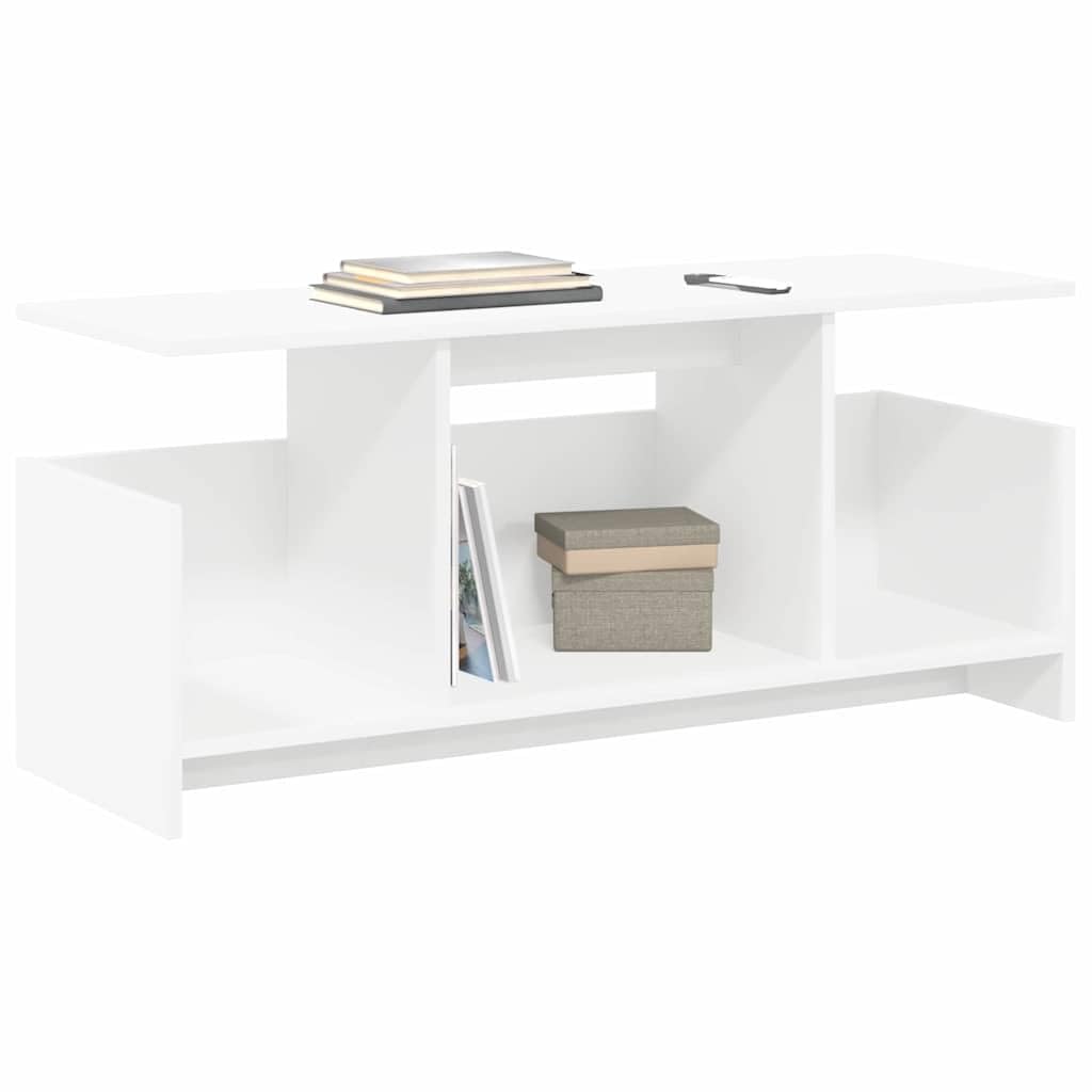Drewnopochodny nowoczesny stojak pod telewizor biały 102x35x45 cm