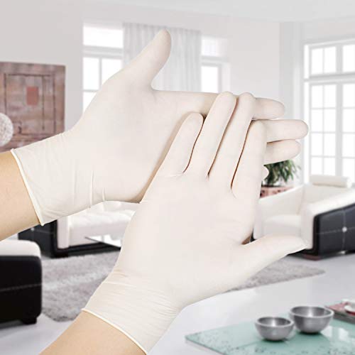 Disposable Latex Gloves, Non-Sterile, Food Safe, Examination Gloves and Comfortable to Wear 100Pcs Neutral (L)