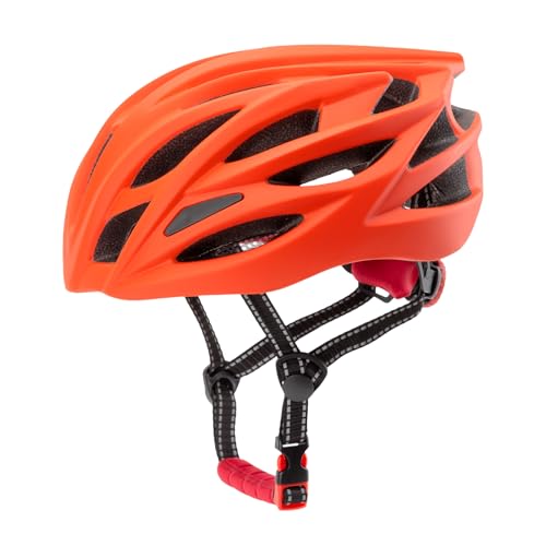 Casco de bicicleta para hombres y mujeres, ajustable, casco urbano con forro interior extraíble, casco ligero para ciclismo en carretera, bicicleta de montaña, MTB, para adultos (naranja, 57-61 cm)