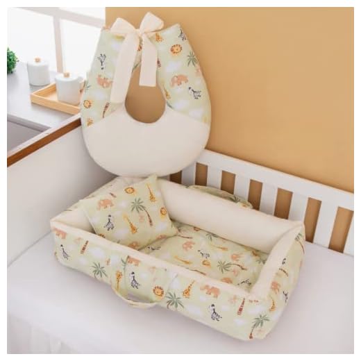 Ninho Redutor De Berço Bebê + Almofada Amamentação Com Zíper (Safari Verde)