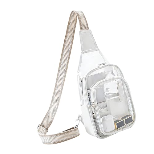 Sac de poitrine en PVC transparent imperméable avec bandoulière pour sport extérieur