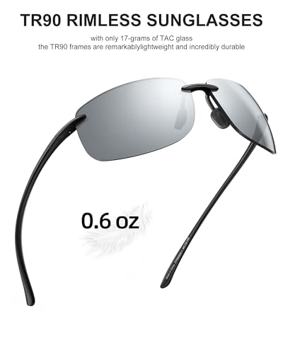 Image of JIM HALO Sport Sunglasses Men Womens TR90 Rimless for Driving Running Golf | Polarized /Non polarized,Lightweight,17g /0.6oz,Rectangle,Wrap Around,Cycling,Fishing,Outdoor Activities