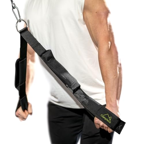 CampTeck U7249 Cuerda Tríceps 2 en 1, Agarres Poleas Gym, Agarre Triceps con Doble Manija y Mosquetón de 8 mm - Negro