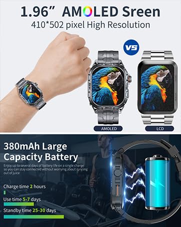 Military Smart Watch for Men with Bluetooth Call, 1.96