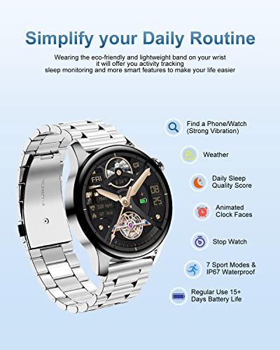 Lige Smart Watches For Men, Smartwatch For Android And Ios Phones With Bluetooth Calls 1.32" Full Touch Screen Activity Tracker Heart Rate Sleep Monitor Ip67 Waterproof Pedometer, Silver #TOP6