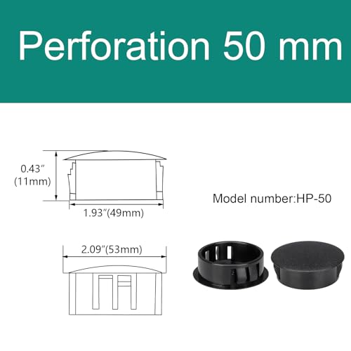 Image of Baomain 25-Pack Plastic Hole Plugs White 2 inch (50mm) Locking Hole Plugs HP-50 Snap-in Panel Covers for Furniture, Cabinets & Automotive