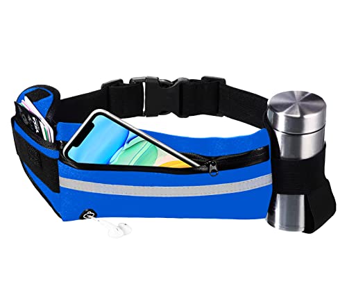 Riñonera Running Hombre Mujer Deportiva Neopreno Impermeable Unisex Bolsillos con Tiras Reflectantes riñonera Deporte Mujer Hombre riñonera Correr rinonera Hombre Mujer Running (Azul) Cover
