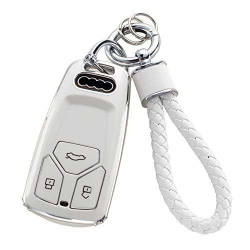 YO&YOYE for Audi Key Fob Cover with Keychain, Soft TPU Key Case Protection Fit for A4 Q7 Q5 TT A3 A6 SQ5 R8 S5