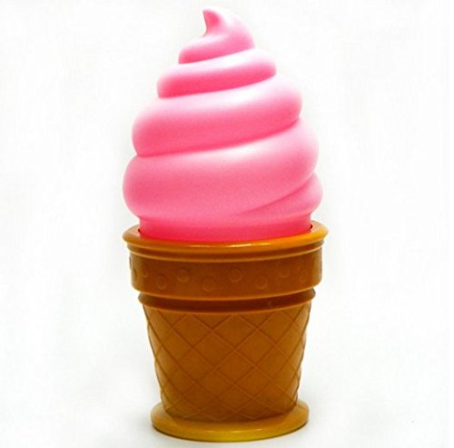 Preisvergleich Produktbild URGrace Nachtlicht, weiß / rosa / blau / neuartig, Eiscreme, kegelförmiges Nachtlicht, Tischleuchte, LED-Lampe, Kinderzimmerdekoration, Weihnachtsgeschenk, 1 Stück rose