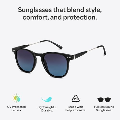 Image of Vincent Chase By Lenskart | Full Rim Round Stylish Sunglasses | Polarized and UV Protected | For Men and Women | Large | VC S14089