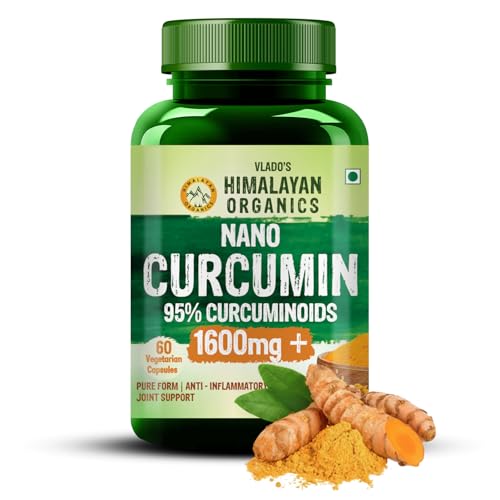 Image of Vlado's Himalayan Organics Curcumin 1600mg+ | Extra-Pure Nano Curcumin Capsules with 95% Curcuminoids | Turmeric & Piperine | Joint Support Supplement for Men & Women - 60 Capsules