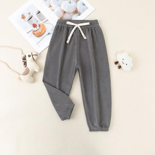 Baby Kids Fleece Sweatpants Boys Girls High Waist Stripe Harem Warm Stretch Active Fall Cotton Casual Pants2