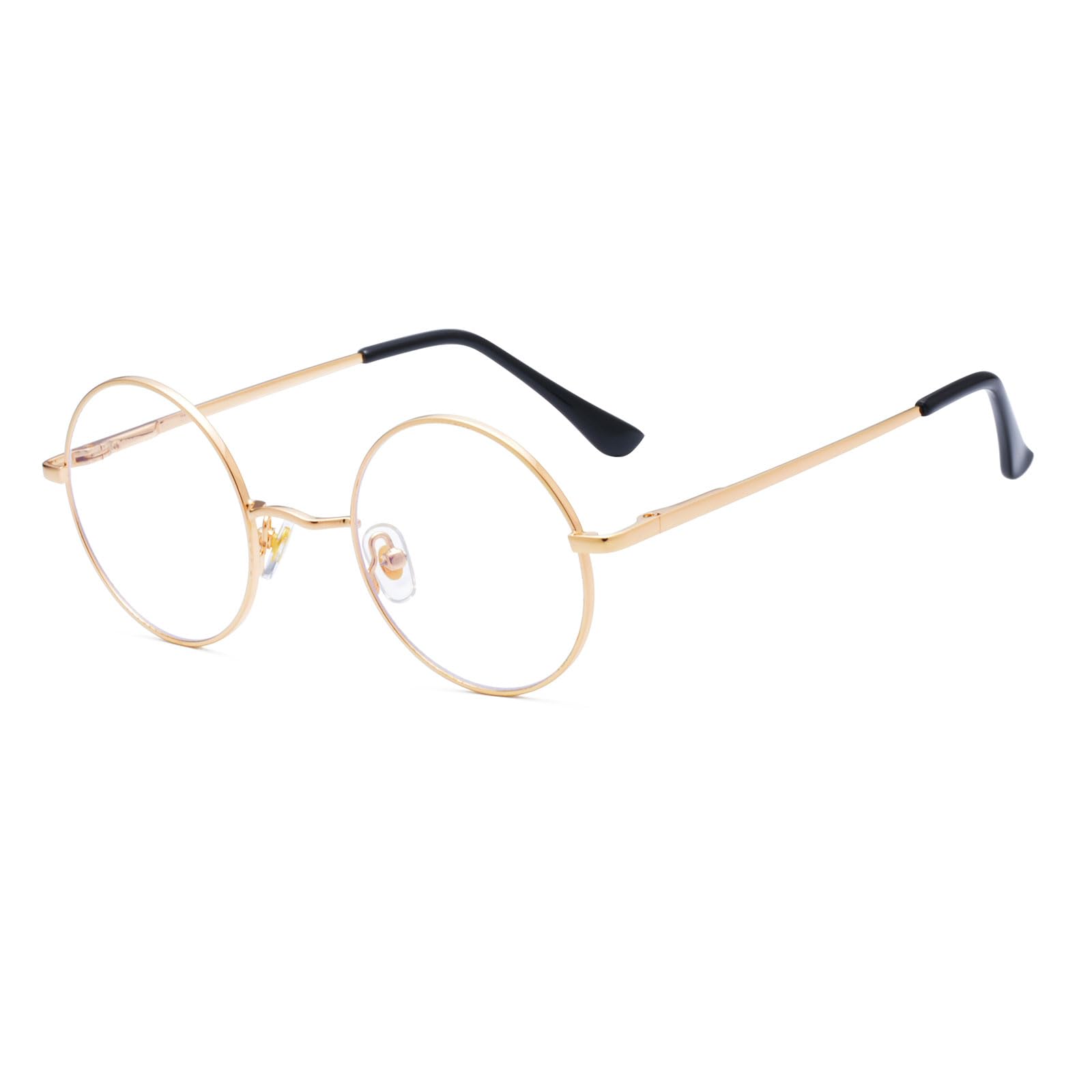 LJCZKA Round Blue Light Blocking Glasses for Men Women Classic Anti Blue Light Glasses Metal Frame Computer Glasses