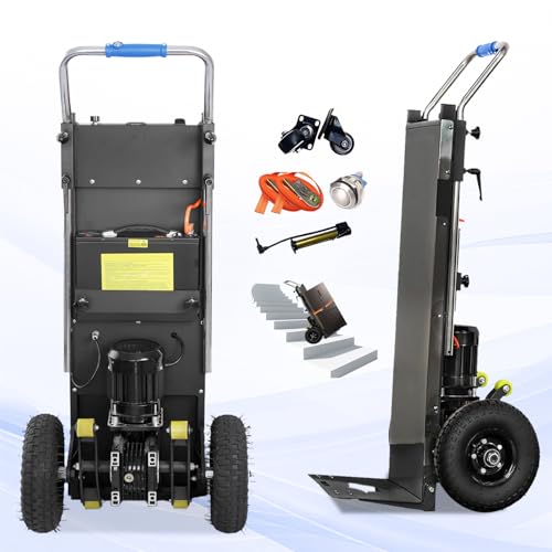 Carrito eléctrico plegable para escalera, 1500 W, resistente, ruedas sólidas de 10 pulgadas, capacidad de carga de 880 libras, para distribución logística de almacén en movimiento