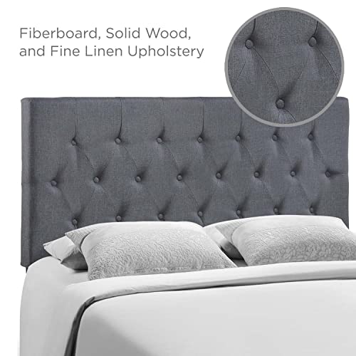 Modway Clique Tufted Button Diamond Pattern Linen Fabric Upholstered Queen Headboard In Smoke #TOP6