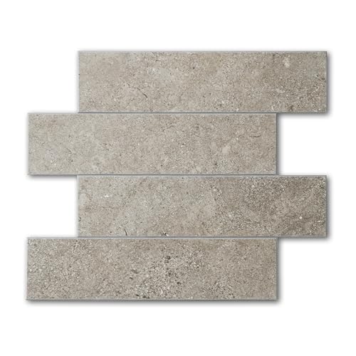 W&S 10-Sheet Peel and Stick matt Subway Tile,Brown Grey Backsplash for Kitchen,Self Adhsive Faux Brick Stone Luxury Tile for Accent Wall,Self Stick on Living Room,Bathroom,Bedroom,Firepacle