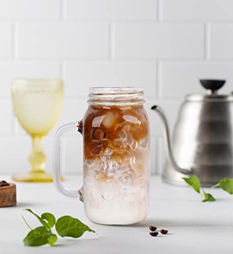Mason Jar With Lid And Straw, 24Oz Regular Mouth Mason Jars With Handle Drinking Glasses Tumbler Reusable Boba Cups Smoothie Water Bottles For Iced Coffee Margaritas Juice Cocktail Travel Office Home #TOP3