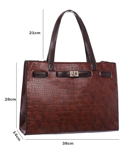 Crocodile-Embossed Tote Bag for Women – Stylish Large Shoulder Handbag, Fits 15.6" Laptop – Work & Office Purse4