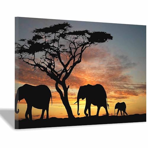 Tableau mural animaux pour habiller un grand mur vide de salon ou chambre 70x100cm noir