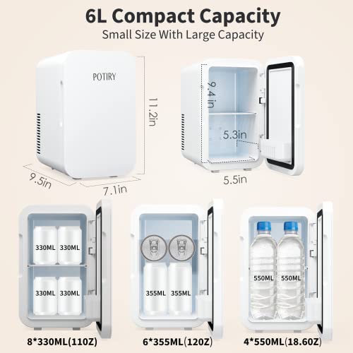 Potiry Mini Fridge, 6 Liter AC/DC Portable Thermoelectric Cooler and Warmer Mini Fridge for Bedroom Car Home Travel Mini… - Image 3