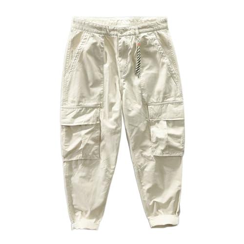 Pantalon de travail décontracté pour hommes GUOYUXIAO multi-poches coton automne