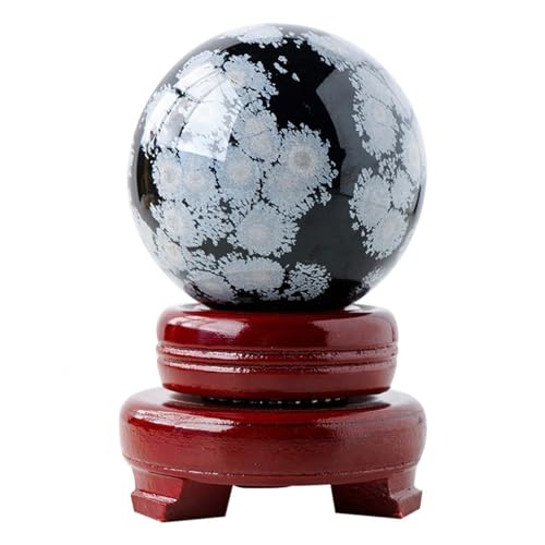Sphère en obsidienne neige 65-70mm : pierre naturelle de quartz pour décoration
