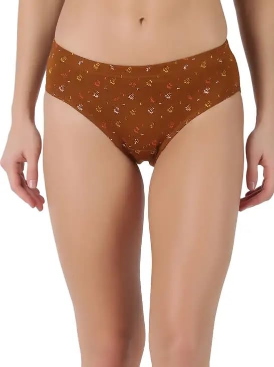 Image of INNERO Floral Print Panty for Women, 100% Pure Cotton, Inner Elastic, Soft & Breathable, Pack of 3 (Colors May Vary)