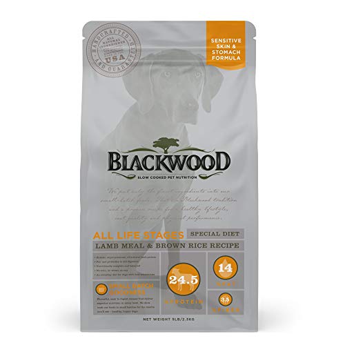 Blackwood Dog Food Made in USA Slow Cooked Dry Dog Food [Sensitive Skin and Stomach Dog Food to Solve Food Sensitivities Naturally], Lamb & Brown Rice Recipe, 5 lb. bag