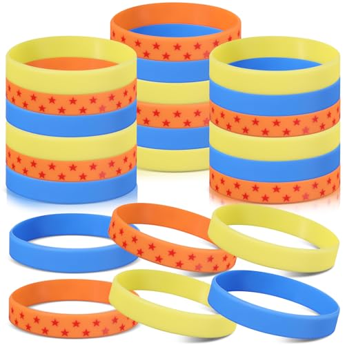 Chunful 24 Pcs Anime Theme Silicone Wristbands Blue and Orange Bracelets Party Decorations Supplies Cartoon Anime Birthday Party Favors