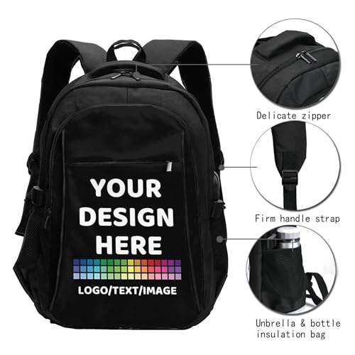 Custom Backpack With USB Port Large-capacity Casual Travel Laptop Bag Design Text Photo Logo Personalized Backpacks, Large3