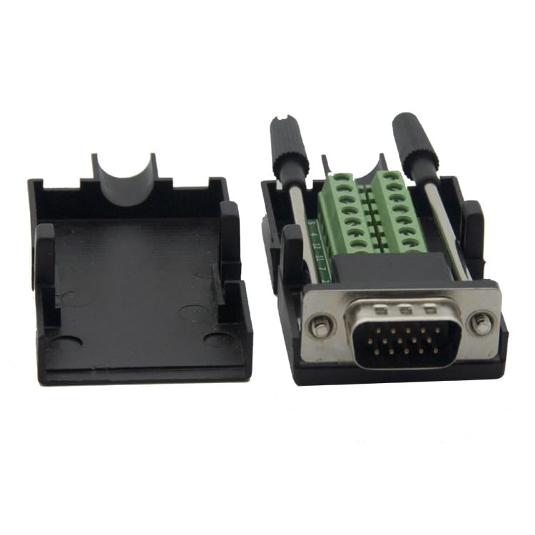 Wiring Connecting Terminals - 3+9 VGA Male Connector with housing Support for DIY vga Cable - (Color: Black)
