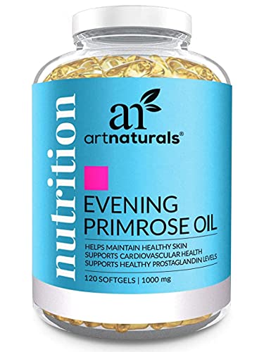 ArtNaturals Evening Primrose Oil Organic Capsules - (120 Softgels 1,000 mg) - Hormone Balance for Women - Menopause & PMS Relief - Cold-Pressed, Non-GMO & Gluten Free