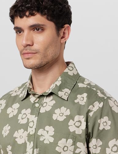 Image of Gap Men Regular Fit Floral Print Short Sleeves Collared Shirt
