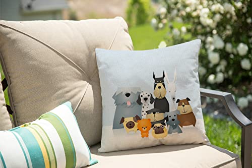 Cute Dogs Pillow Cover Puppy Pets Animals Funny Curious Cartoon Dogs Lover Dalmatian Colorful Bulldog Pug Poodle Decorative Pillow Case Home Decor Square 18X18 Inches Pillowcase #TOP2