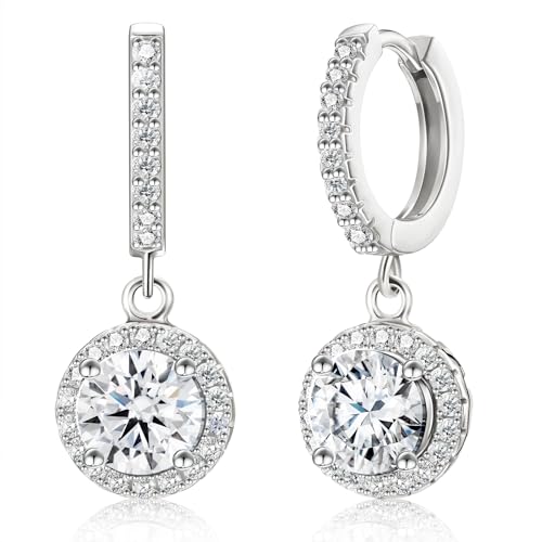 S925 Sterling Silver Hypoallergenic Moissanite Dangle Earrings for Women - image 1