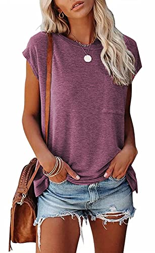 Image of CNFUFEN Short /Long Sleeve T Shirts for Women Fashion Casual Summer Lightweight Solid Trendy Tops