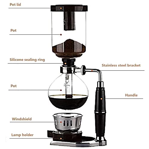 SXLCKJ Siphon-Kaffeemaschine 5-Tassen-Kaffee-Siphon-Tisch-Siphon-Kaffeemaschine mit Handmühle, Braun (Crusher, Artefakt) – Bild 4