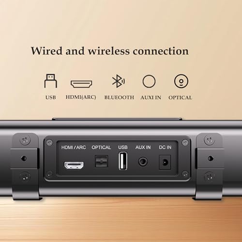 SYLVOX Soundbar for TV Compatible with Bluetooth, 2.0 Channel Sound Subwoofer, EQ Control, HDMI ARC, USB, Optical, AUX, DC 12V, With Remote Control, Wall Moun & Table - Image 2