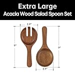 Extra Large Glass Salad Bowl Set - Party Salad Bowls with Acacia Wood Base and Serving Utensils - Elegant and Practical Kitchen Must-Have - Image 3