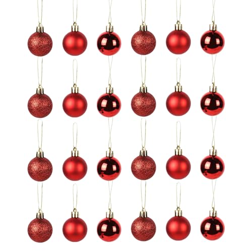 24 PCS Weihnachtskugeln Rot,Christbaumkugeln Rot...
