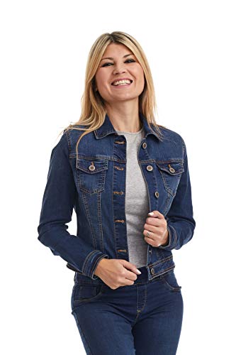 Suko Jeans Womens Trucker Jacket Stretch Denim S96380st Blue Medium