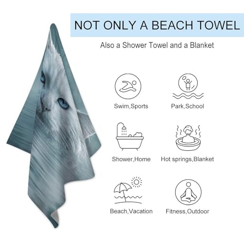 Serviette de bain chat forêt brumeuse pour plage et piscine
