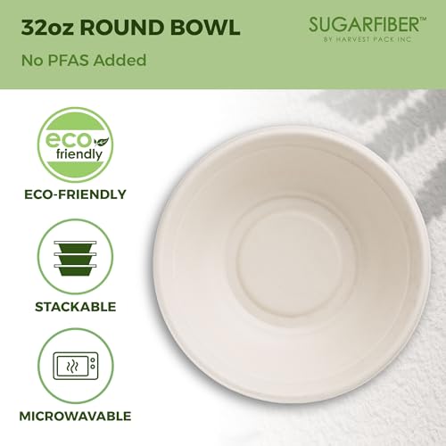 Cuencos de papel antifiltraciones y compostables de 32 oz para comida 4