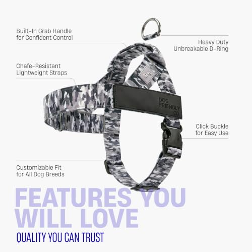 Image of Dog Friendly Co. Dog Harness for Medium Sized Dogs (Grey Camo, Medium)