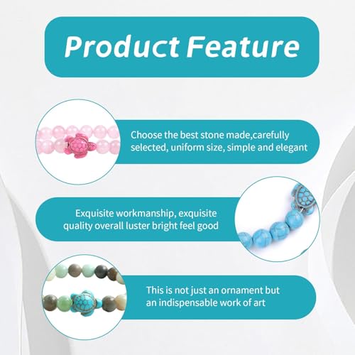 4 - Piece Sea Turtle Set: Elastic lava stone bracelets/anklets, with sea turtle bracelet for all.3