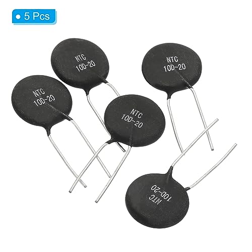 PATIKIL NTC Thermistoren Widerstände 5Stk 10 Ohm NTC10D-20 Hochempfindlicher Strombegrenzer Temperatursensor für Messung Temperatur Schwarz
