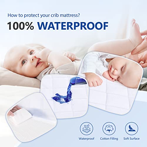 Sinsay 2 Pack Waterproof Crib Mattress Protector, Bamboo Viscose Soft Breathable Quilted Fitted Baby Mattress Cover, Noiseless, Breathable Deep Pocket Toddler Mattress Pad, 28'' X 52'' #TOP2
